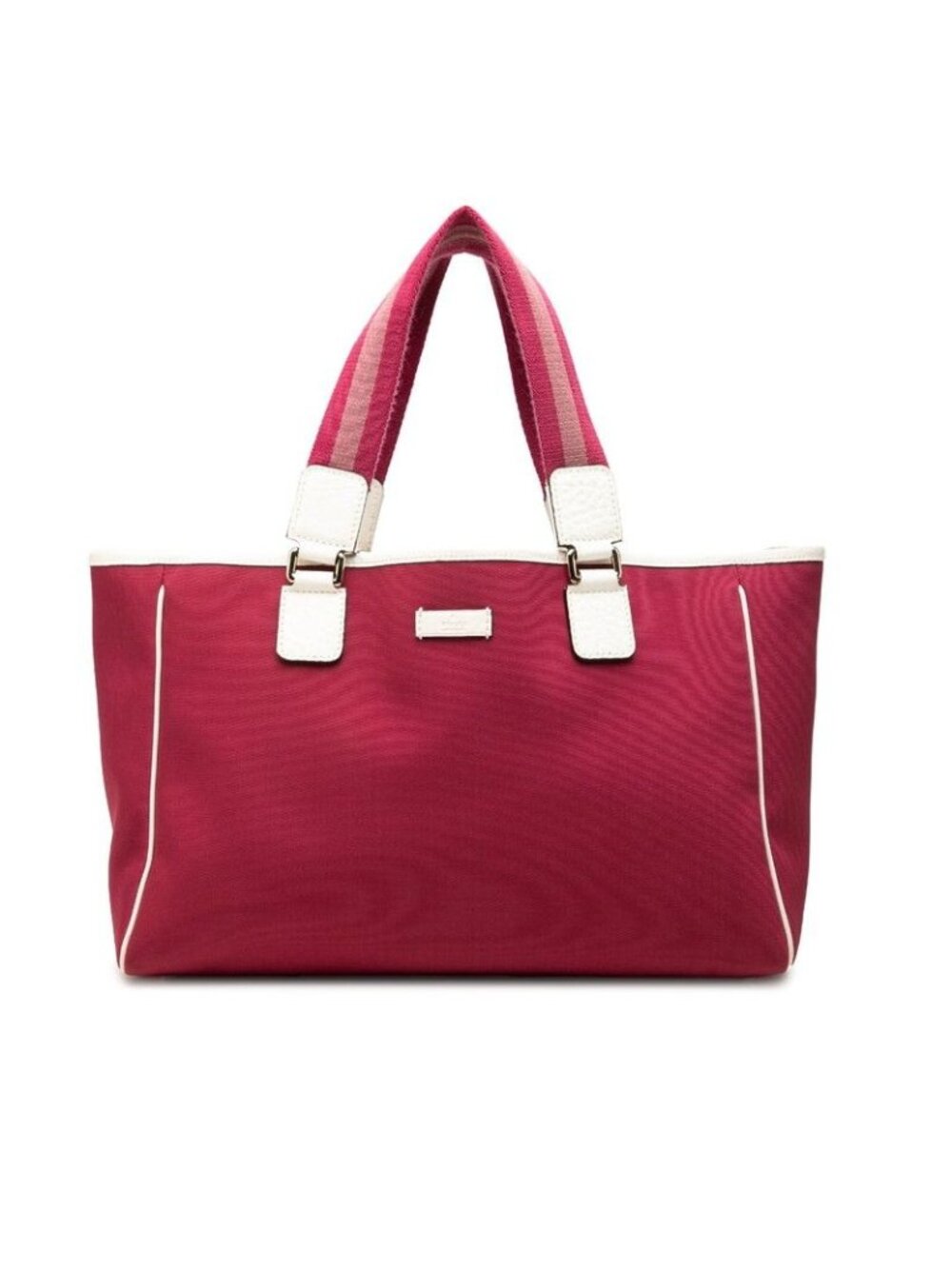 Gucci Tote Bag Wine Red Canvas Leather
